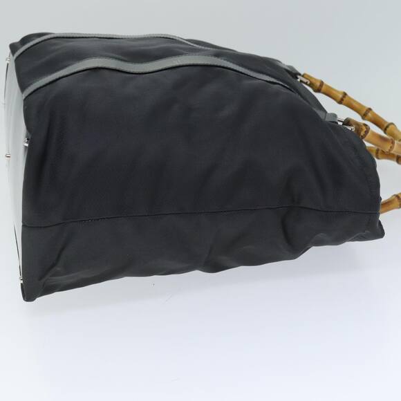 GUCCI Bamboo Hand Bag Nylon Gray 002 2854 0412 5 - Picture 4 of 12